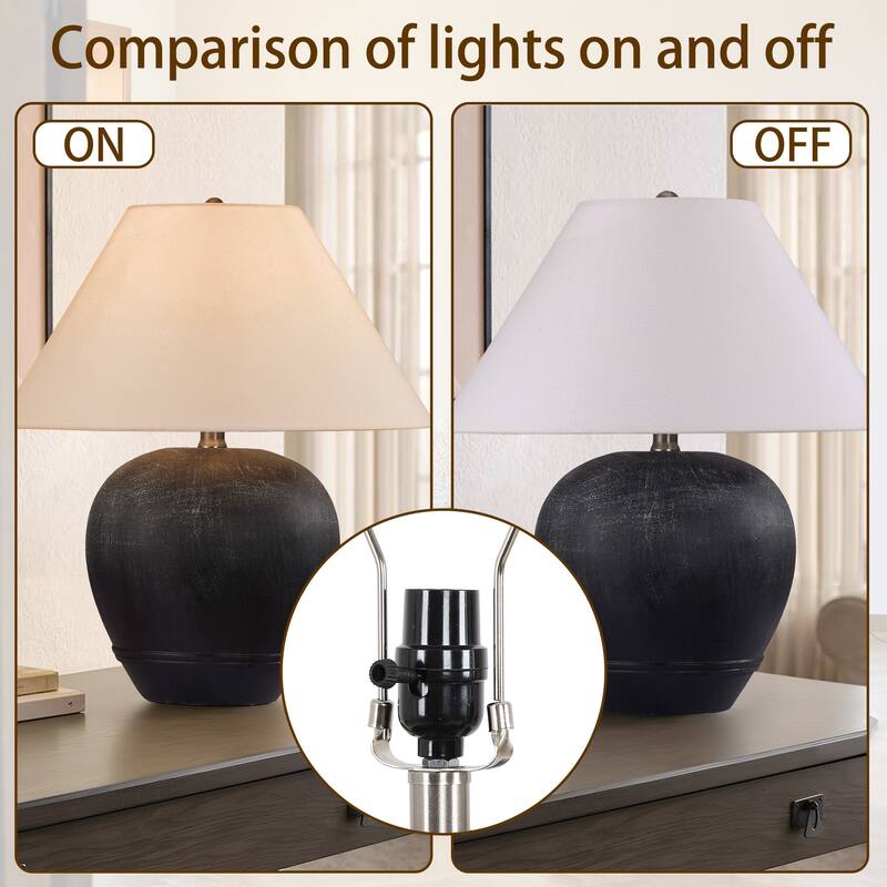 Modern Ceramic Table Lamp with Cone Linen Shade