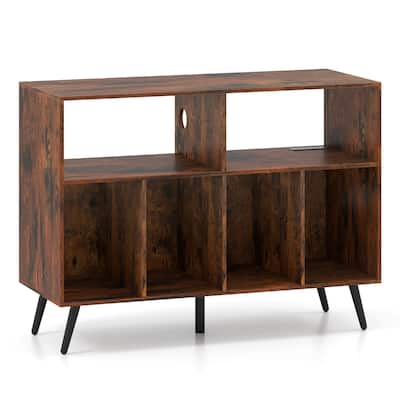 Costway Record Player Stand with Charging Station Open Shelves & - See Details