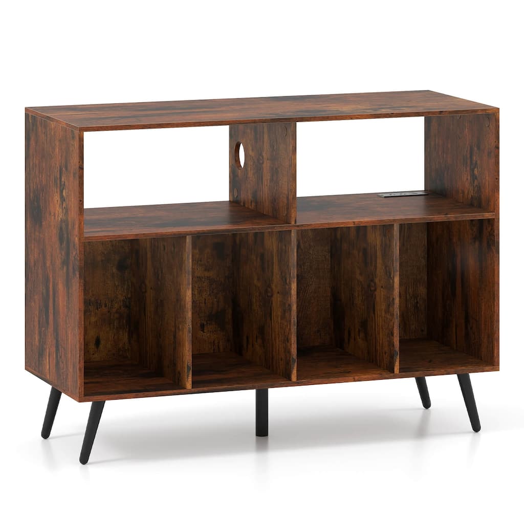 Costway Record Player Stand with Charging Station Open Shelves & - See Details