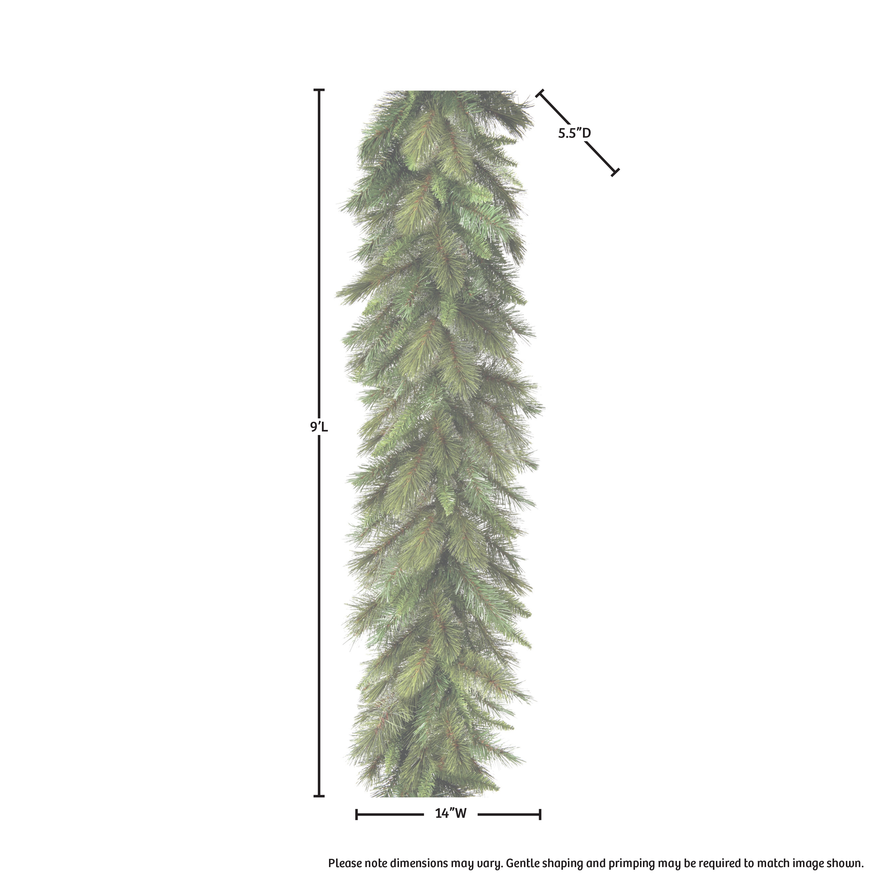 9' X 12" Deluxe Belgium Garland,230 Branch Tips - Natural Green - 9'L x 12"W