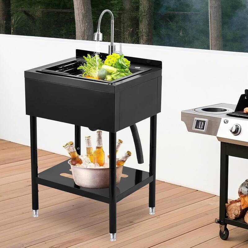 Stainless Steel Utility Sink with Faucet,Commercial Laundry Tub with Adjustable Legs