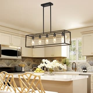 5-Light Industrial Ceiling Chandelier Light Kitchen Island Pendant - 31.5” W x 30.12” H