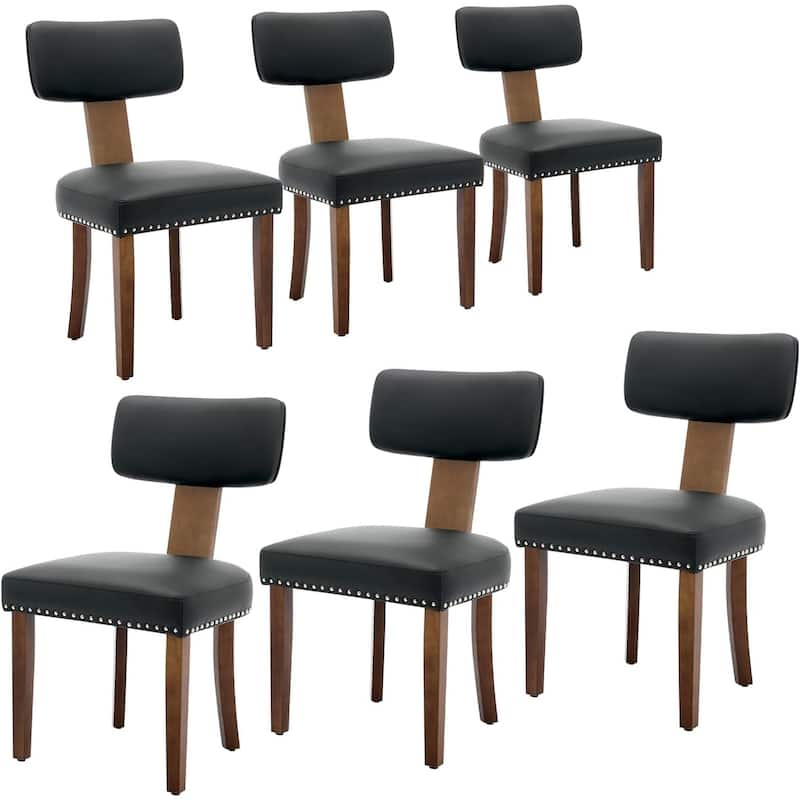 Modern Fabric Dining Chairs, Upholstered Kitchen Chairs with Hardwood Frame, Wood Legs, Nailhead Trim