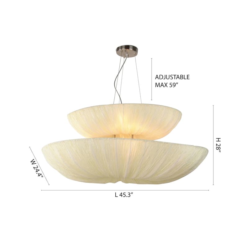 8-Light 2-Tier White Fabric Chandelier