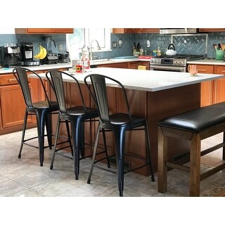 Carbon Loft Ernest Distressed Metal Indoor 24-inch Counter Stool