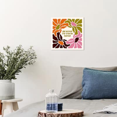 Wynwood Studio Canvas Typography and Quotes Kind to your Mind Floral Green Modern & Contemporary Wall Art Canvas Print