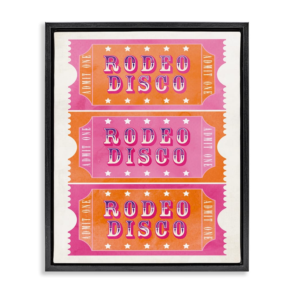 Stupell Rodeo Disco Ticket Stubs Framed Floater Canvas Wall Art Design By Susan Arnot