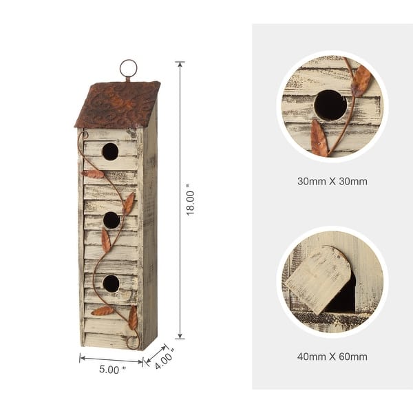 Glitzhome Hanging Distressed Solid Wood Birdhouse