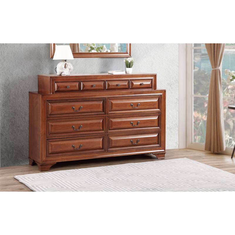 Glory Furniture LaVita Wooden Veneer Storage Dresser with 10 Drawers - Oak