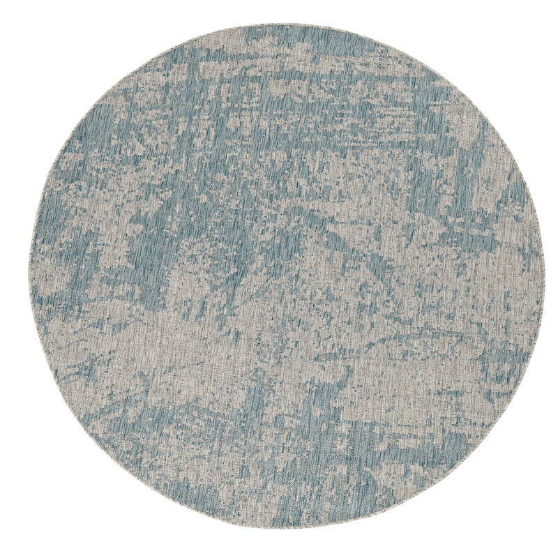 Porch & Den Annadel Teal Strokes Area Rug - 7'10" Round - Teal