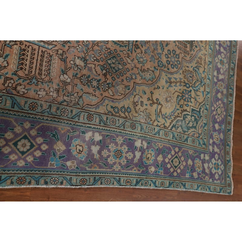 Over-Dyed Tabriz Persian Vintage Area Rug Hand-Knotted Wool Carpet - 7'0"x 10'11"