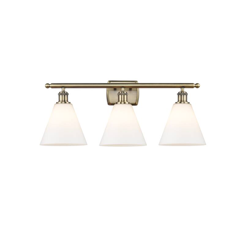 Innovations Lighting 516-3W-12-28 Berkshire Vanity Berkshire 3 Light - Antique Brass / Matte White