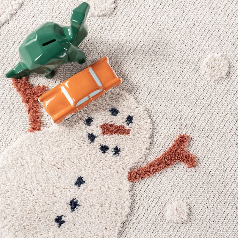 Nuloom Kilah Snowmen High-Low Kids Tasseled Area Rug