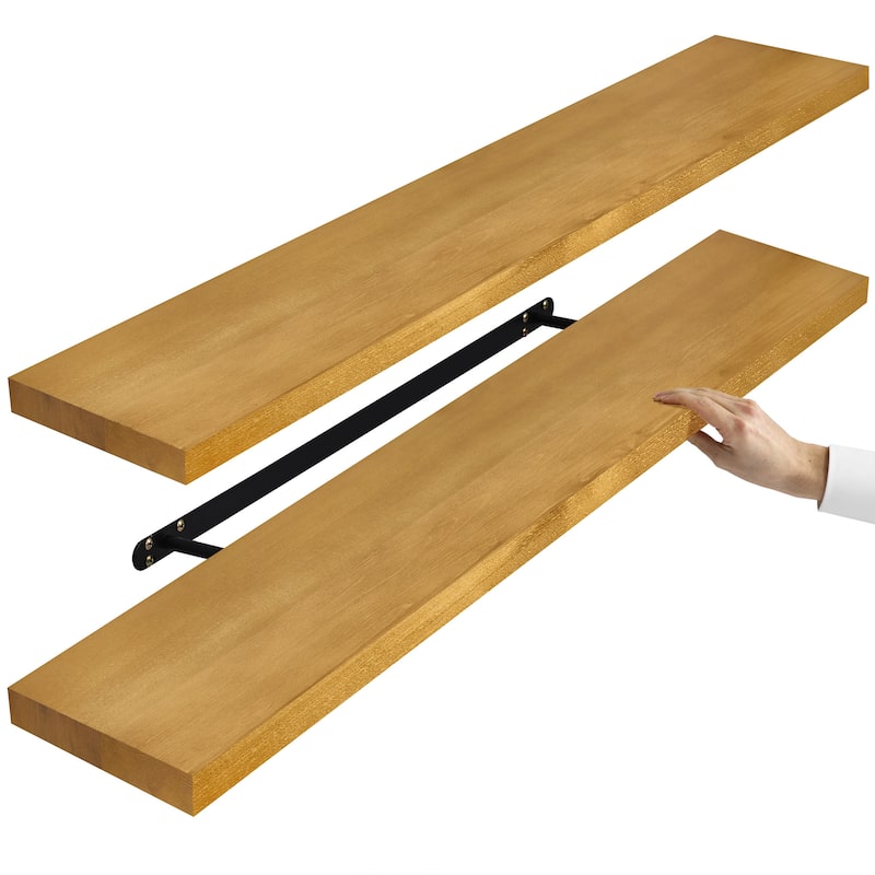 Solid Wood Floating Shelves for Wall - Long Wooden Wall-Mounted Shelves - 9” L X 35"W X 1.2” H