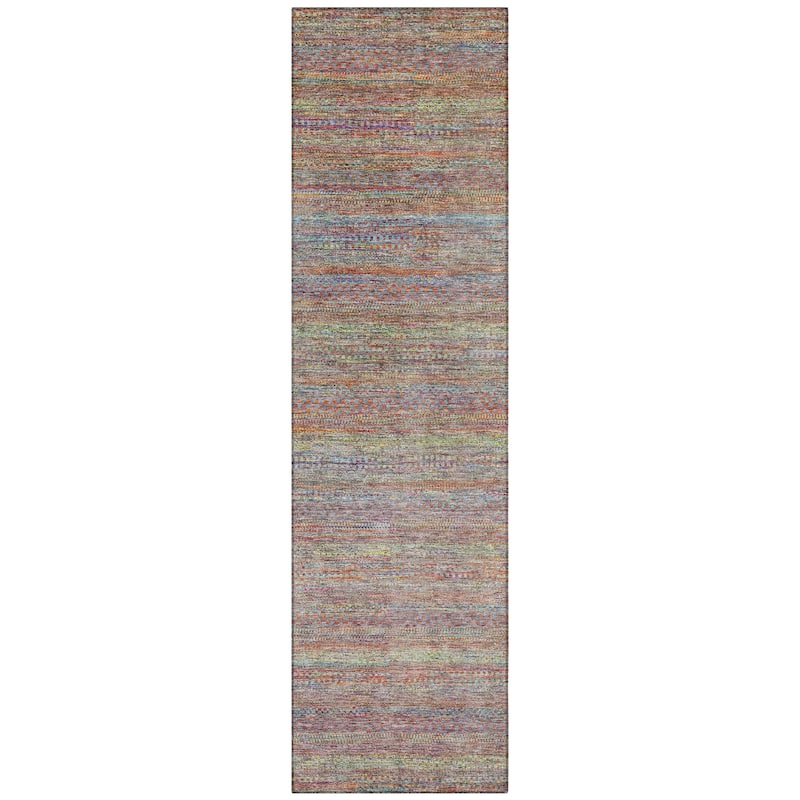 Machine Washable Indoor/Outdoor Modern Stripes Chantille Rug