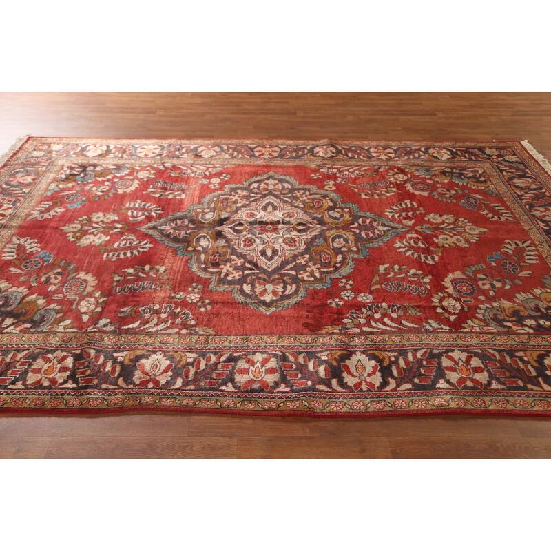 Lilian Persian Vintage Rug Handmade Wool Carpet - 7'3"x 10'3"