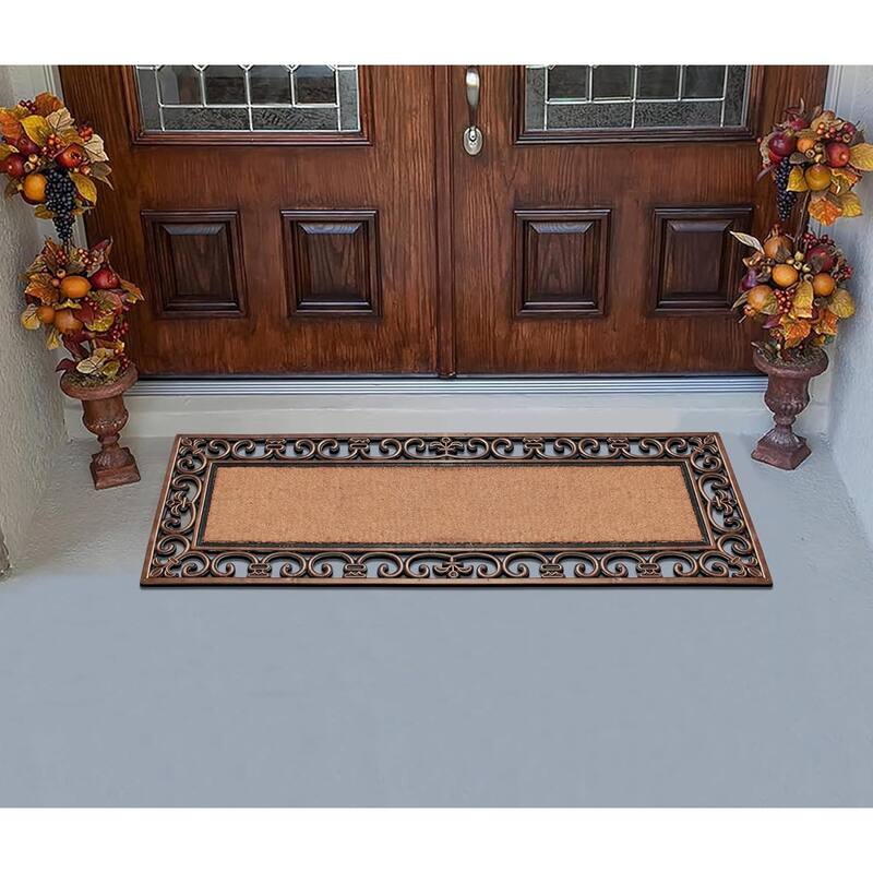 A1HC Rubber Coir Myla Welcome Entry Double Doormat 18"x48"