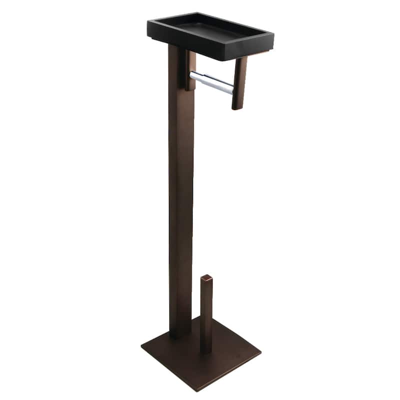 Edenscape Freestanding Toilet Paper Holder with Storage Shelf in Polished Chrome - Oil Rubbed Bronze