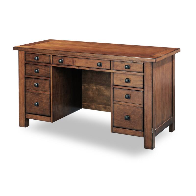 Tahoe Aged Maple 54" W Executive Pedestal Desk by Homestyles