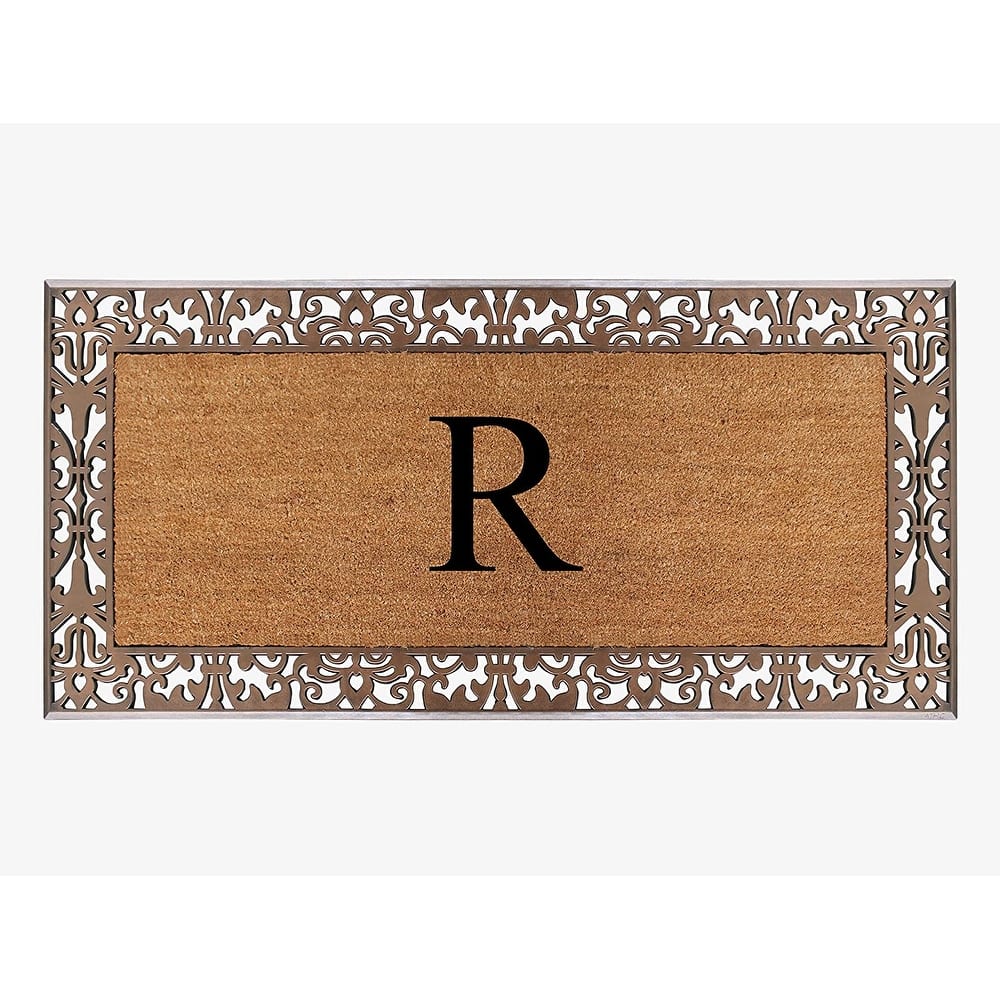 A1HC Natural Coir Monogrammed Door Mat For Front Door, 30"X60", Anti-Shed Treated Durable Doormat for Outdoor Entrance