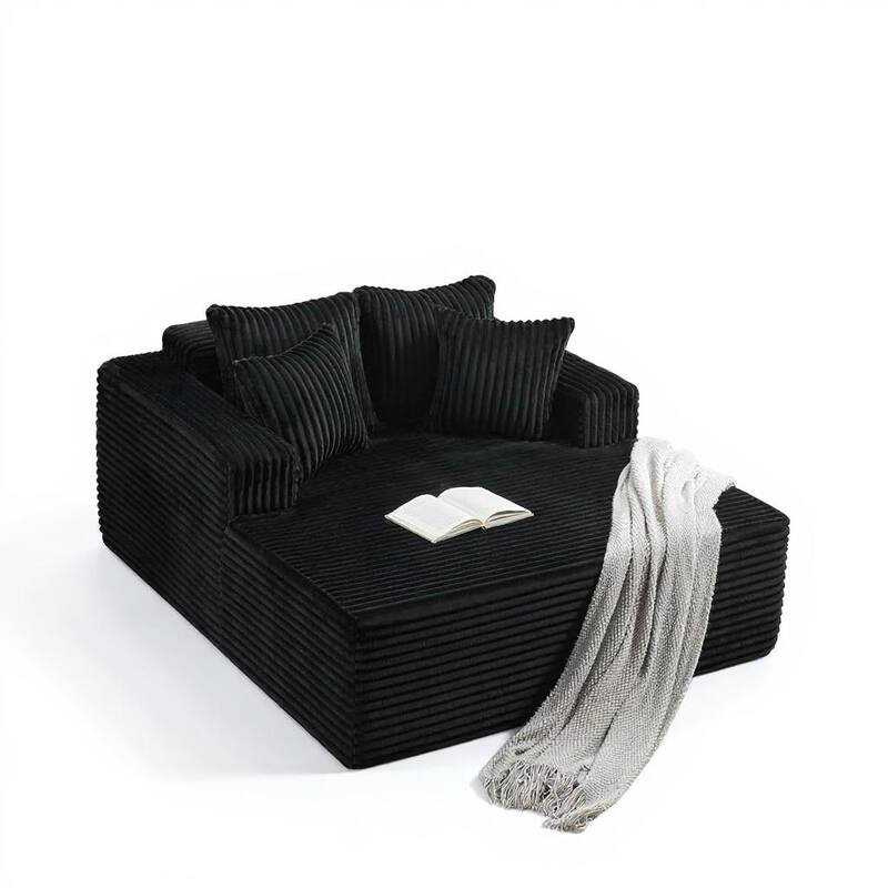 54.3"W Oversized Chaise Lounge Chair Indoor, with 4 Pillows - Black
