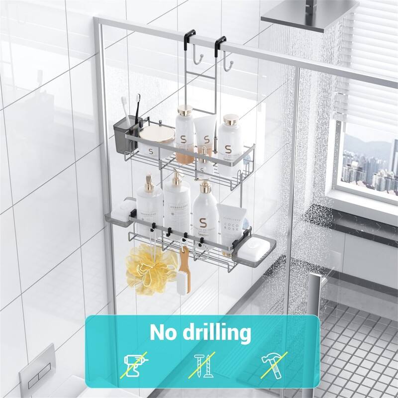 Hanging Shower Caddy Over Door - 5.3"D x 12.5"W x 24"H