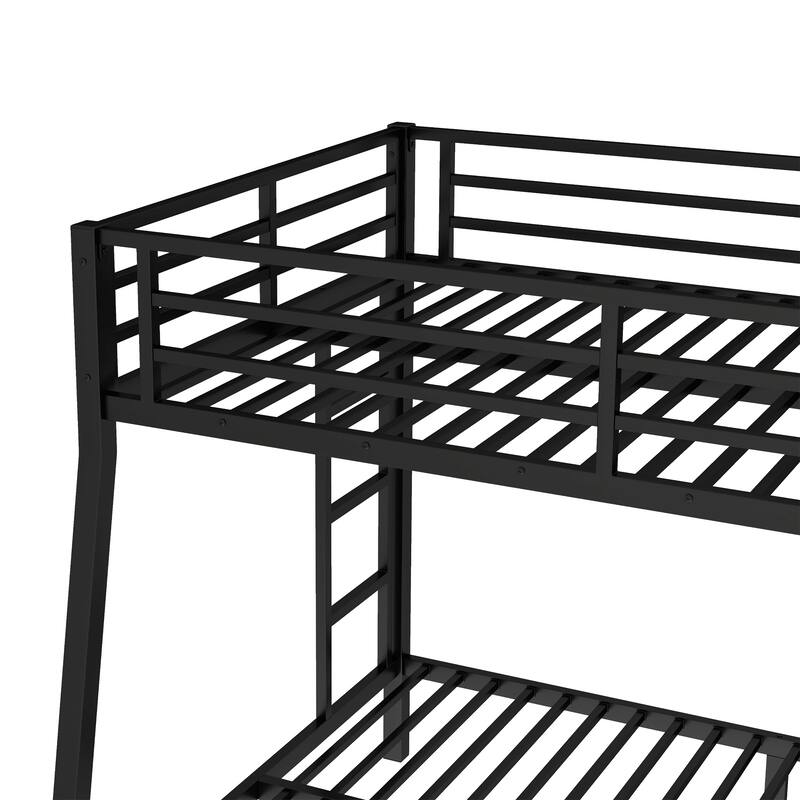 Roomfitters Metal Full XL over Queen Bunk Bed, Space-Saving Noise-Reduced Frame, No Box Spring Needed, Black