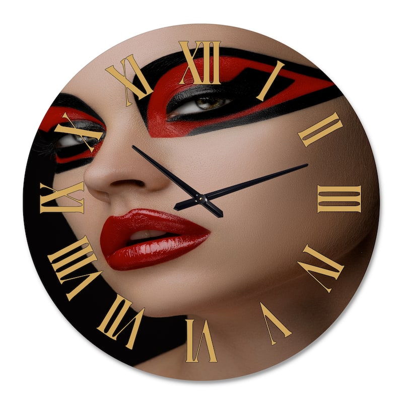 Designart 'Red Lips Black Makeup On The Eyes of Mask Women' Modern wall ...