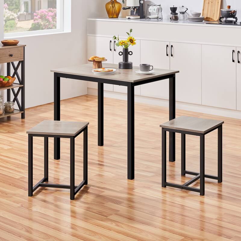 Yaheetech Industrial 3-Piece Dining Table Set w/ 2 Stools for Kitchen