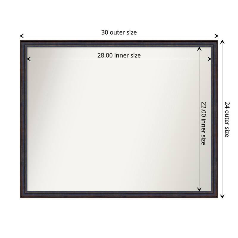 Non-Beveled Wood Bathroom Wall Mirror - Dark Bronze Scoop Frame - Dark Bronze Scoop - 30 x 24 in