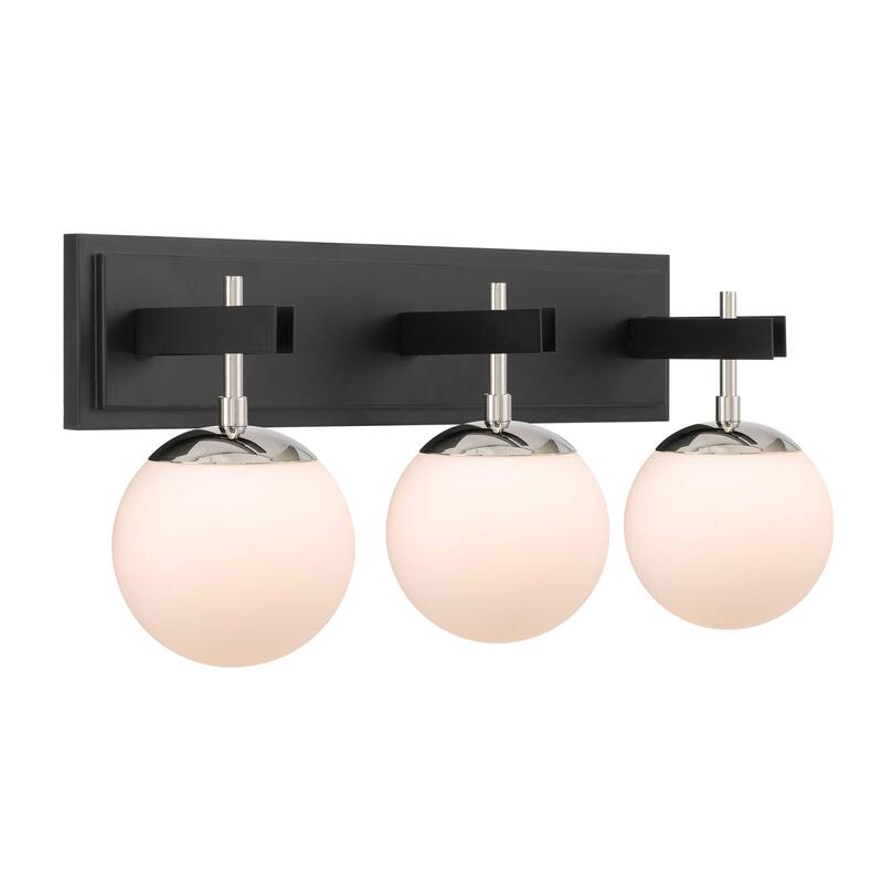 Varaluz Allie Bathroom Vanity Light - 3-Light - Black/Polished Nickel