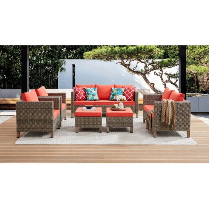 6 Piece Sectional Seating Group with Cushions