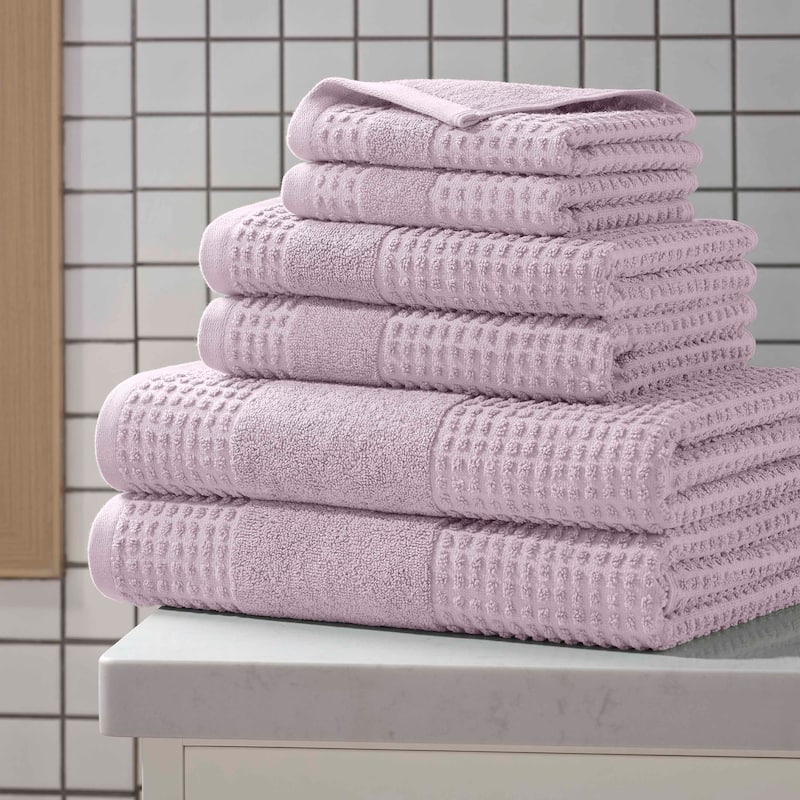 Martex Expression Air Sculpted 6-Piece Towel Set Soft & Absorbent - 6-Piece - Purple