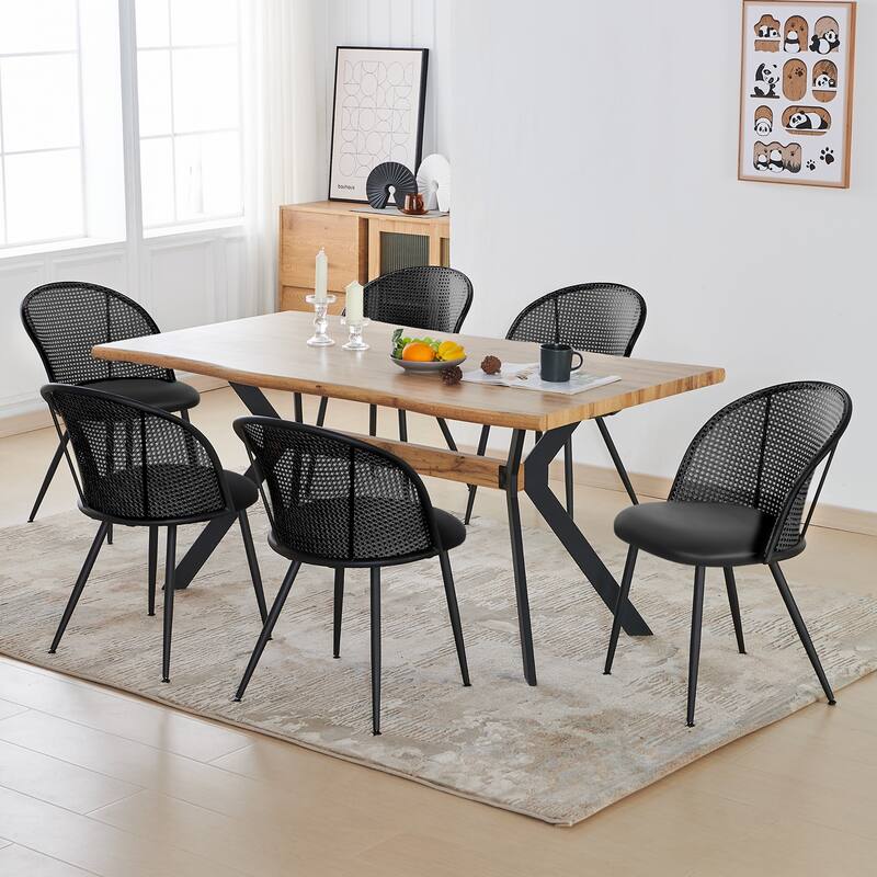 Modern Upholstered Rattan Dining Chairs Set of 2/4