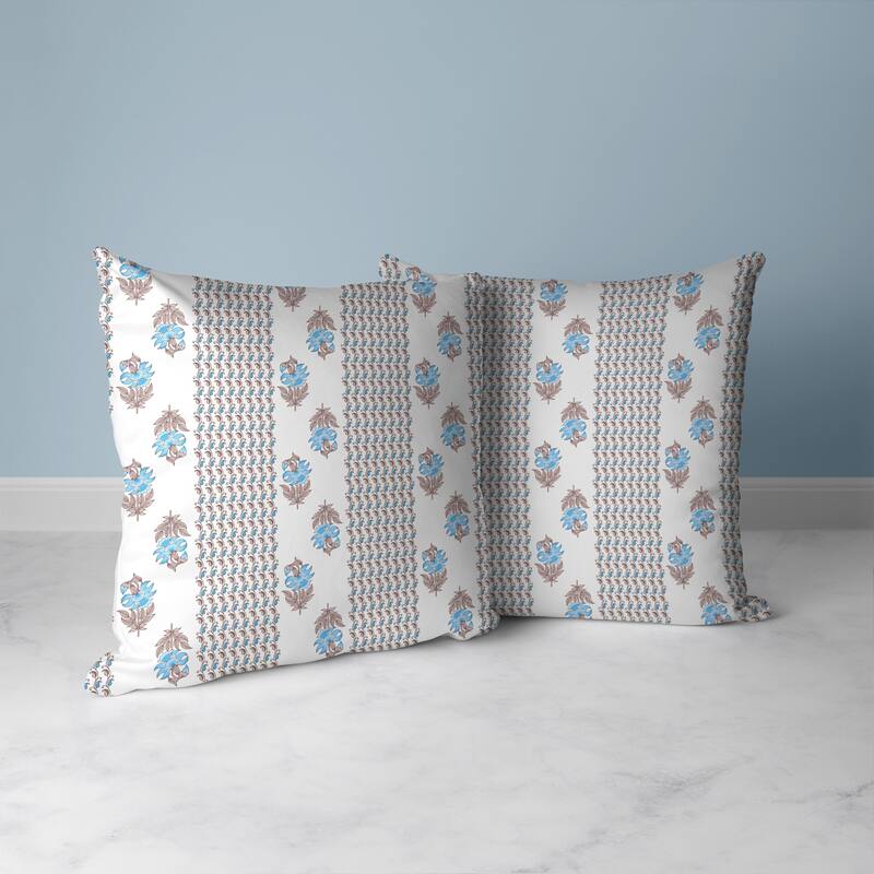 Anemone Artistry Faux Suede Reversible Throw Pillow Brown and Blue