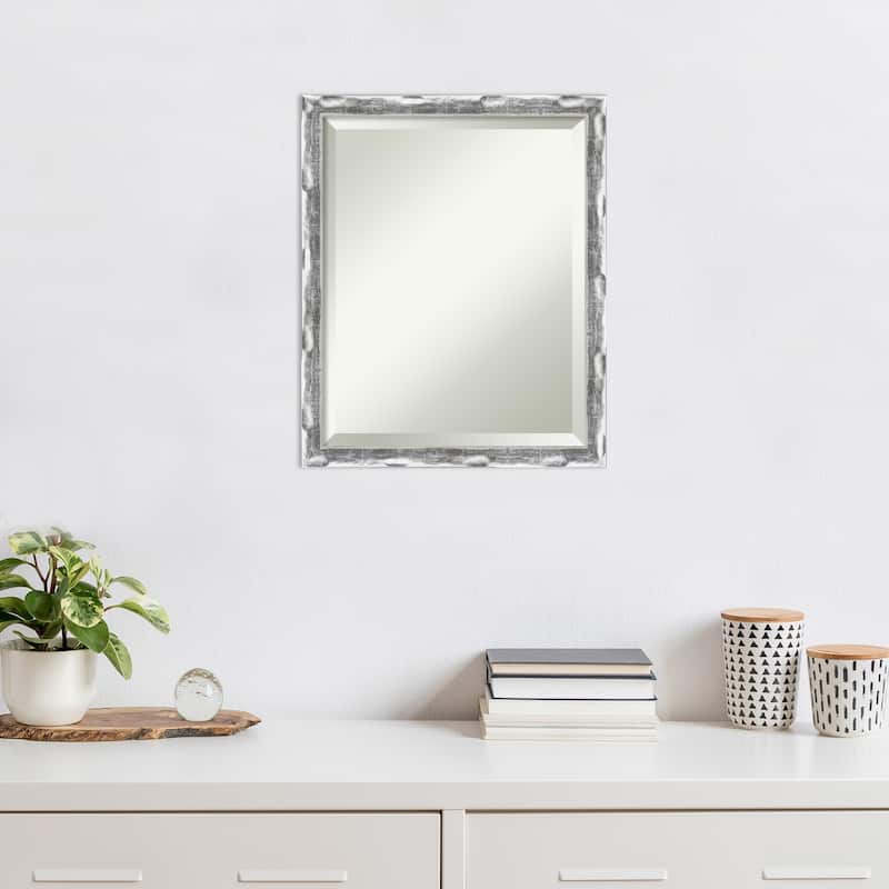 Beveled Wall Mirror - Scratched Wave Chrome Frame - Scratched Wave Chrome