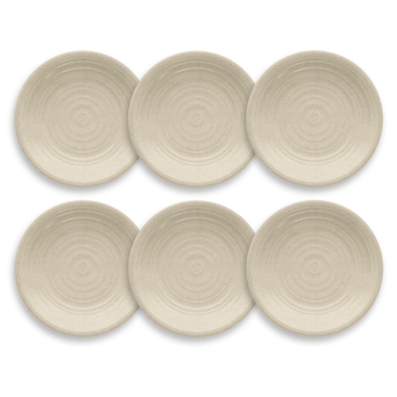 Abode Homewares by TarHong Planta Artisan Salad Plate, 8.5 x 0.8", Set of 6 - Birch