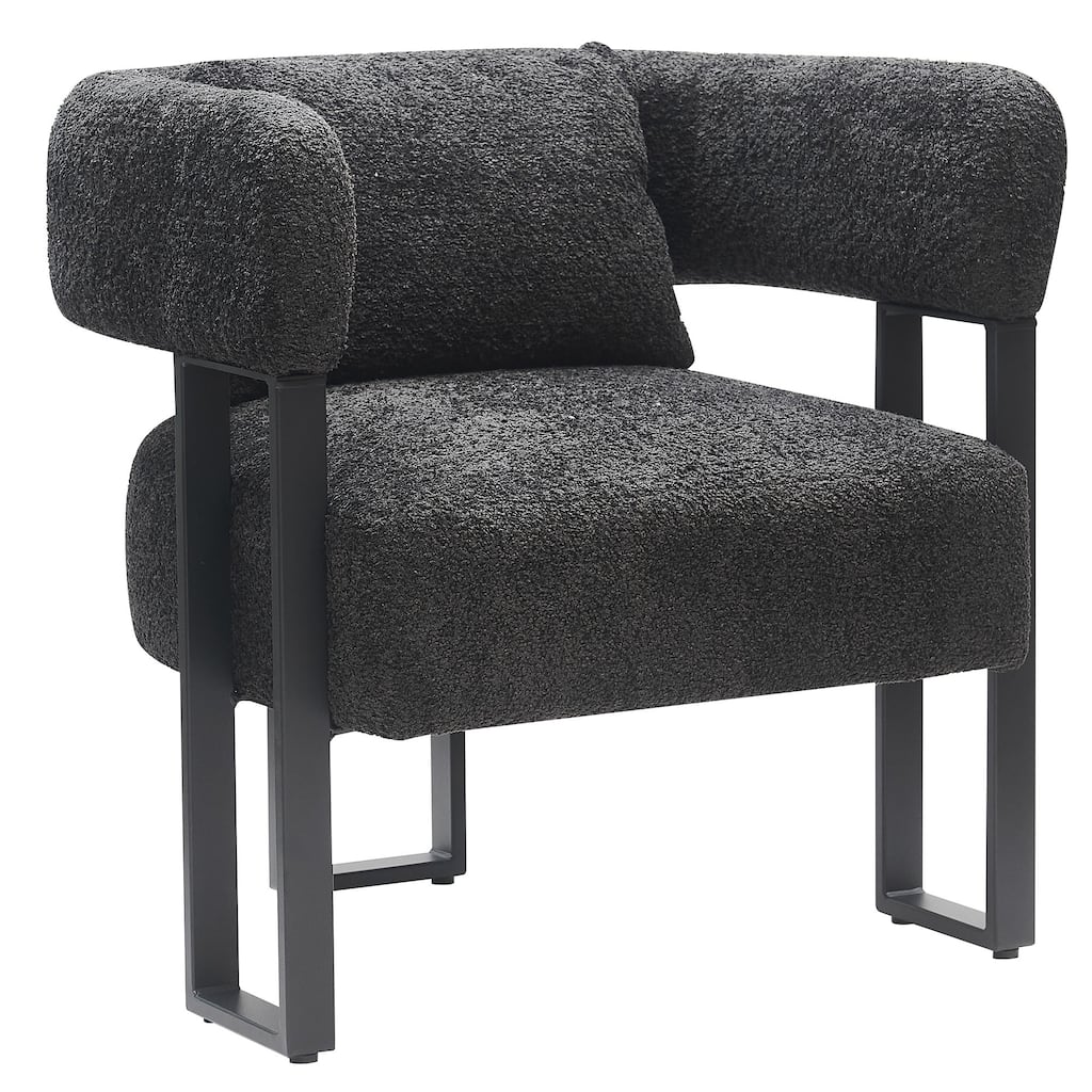 Contemporary Boucle Fabric Accent Chair