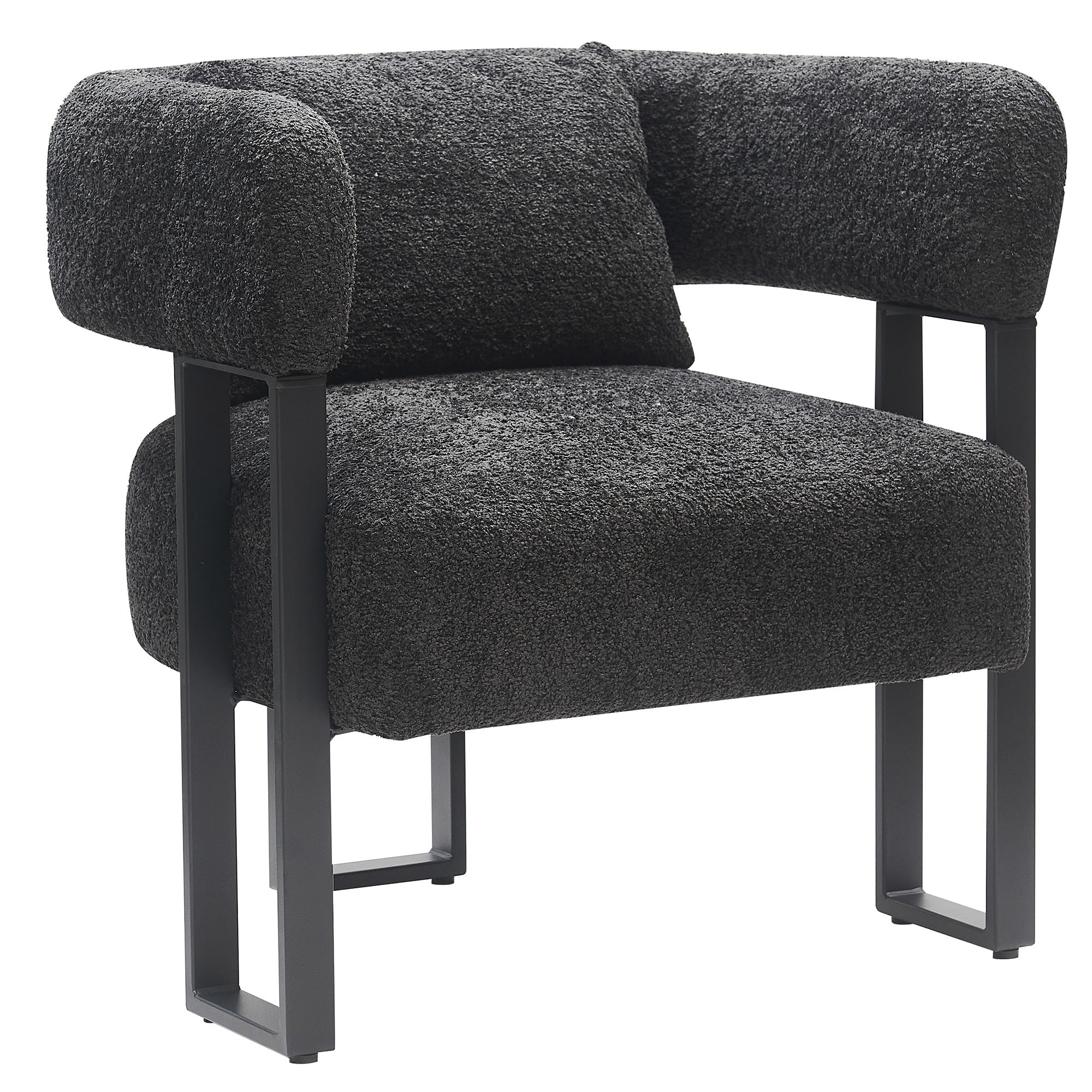 Contemporary Boucle Fabric Accent Chair
