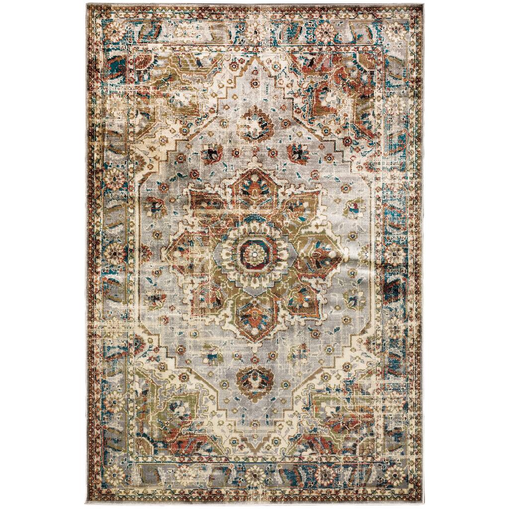 Gilbert Grey Rust Oriental Distressed Traditional Casual Area Rug