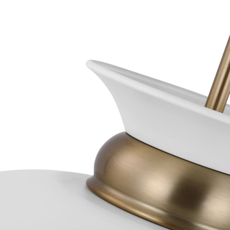 Perkins 1 Light Medium Pendant Matte White with Burnished Brass