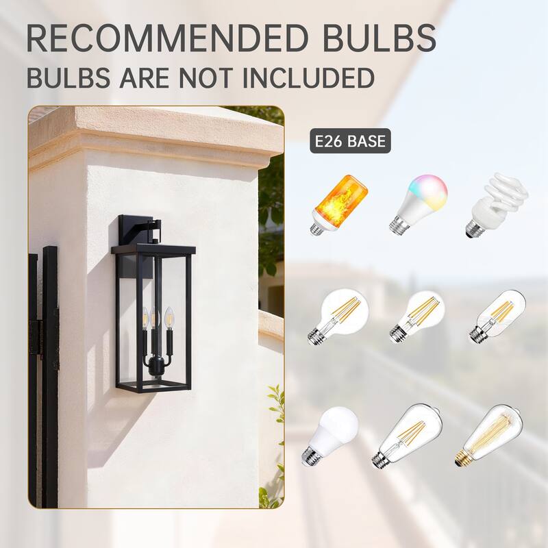4 Pack Clear Glass Outdoor Lighting Wall Sconce