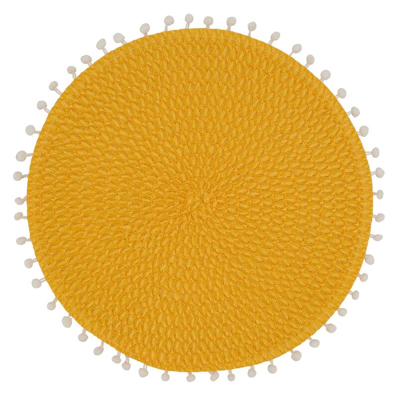 Pom Pom Design Placemats (Set of 4) - Set of 4 - Yellow - 15"x15"