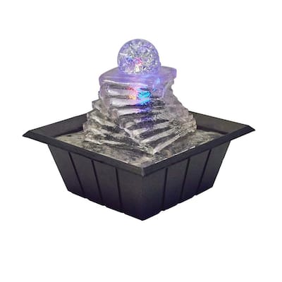 8" Tall Polyresin Indoor Fountain with LED Light
