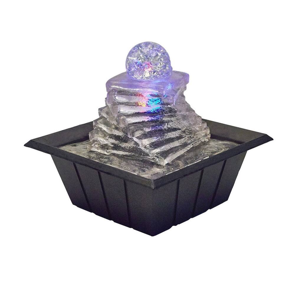 8" Tall Polyresin Indoor Fountain with LED Light
