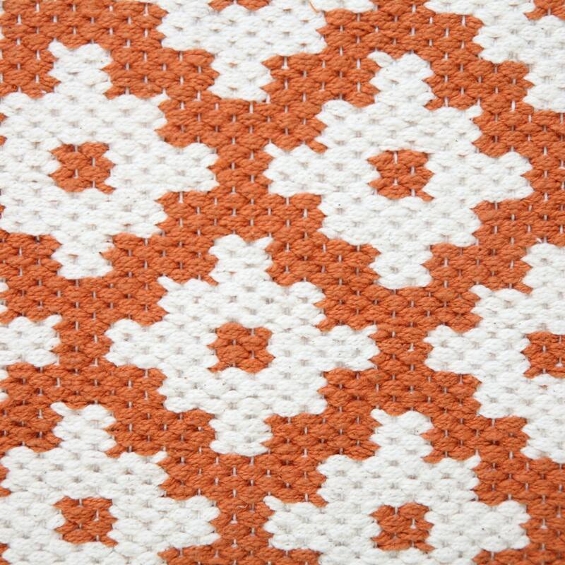 20" Orange and White Swiss Sun Geometric Square Throw Pillow