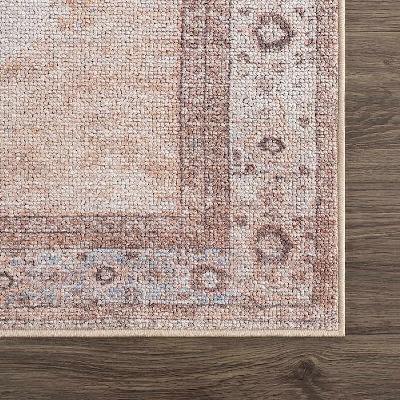 Reseca Oriental Traditional Vintage Distressed Machine Washable Area Rug
