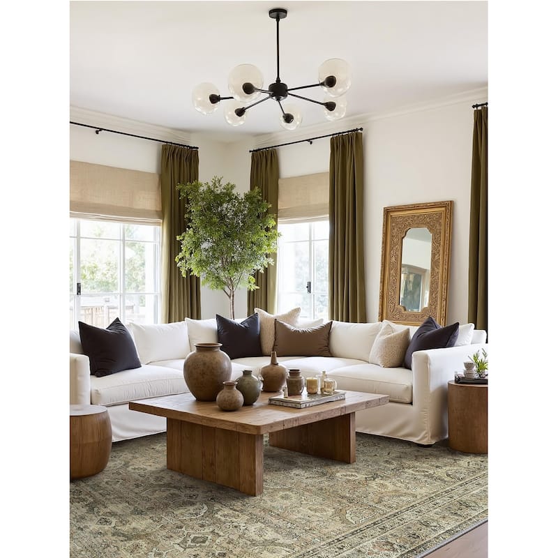 Mcow Vintage Floral Low-Pile Machine Washable Non-Slip Area Rug