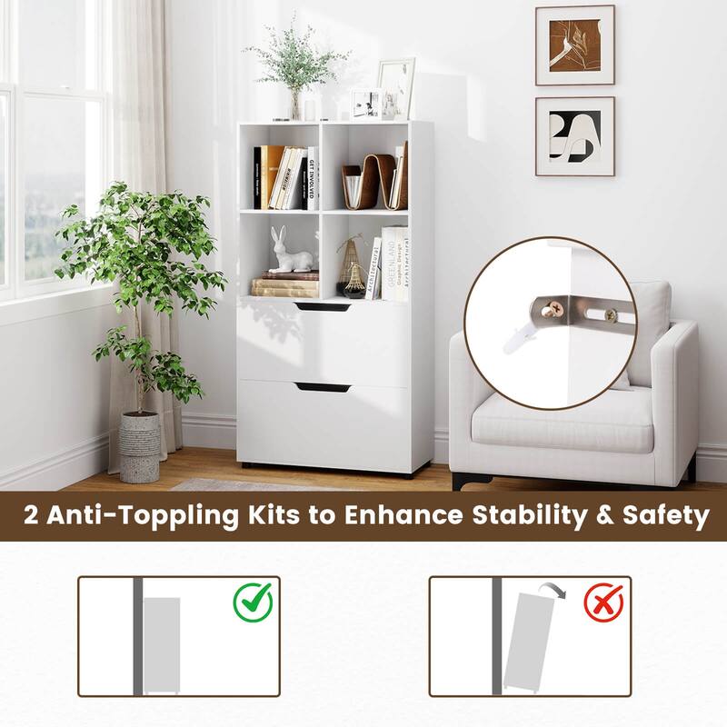 Costway 51” 5-Tier 4-Cube Bookcase with 2 Drawers for Living Room, - See Details