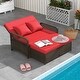 preview thumbnail 3 of 18, Gymax Patio Rattan Daybed Wicker Loveseat Sofa w/ Multifunctional